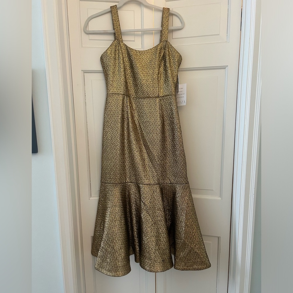 Glamorous Mestiza New York Gold Tweed Midi Dress - Jody
